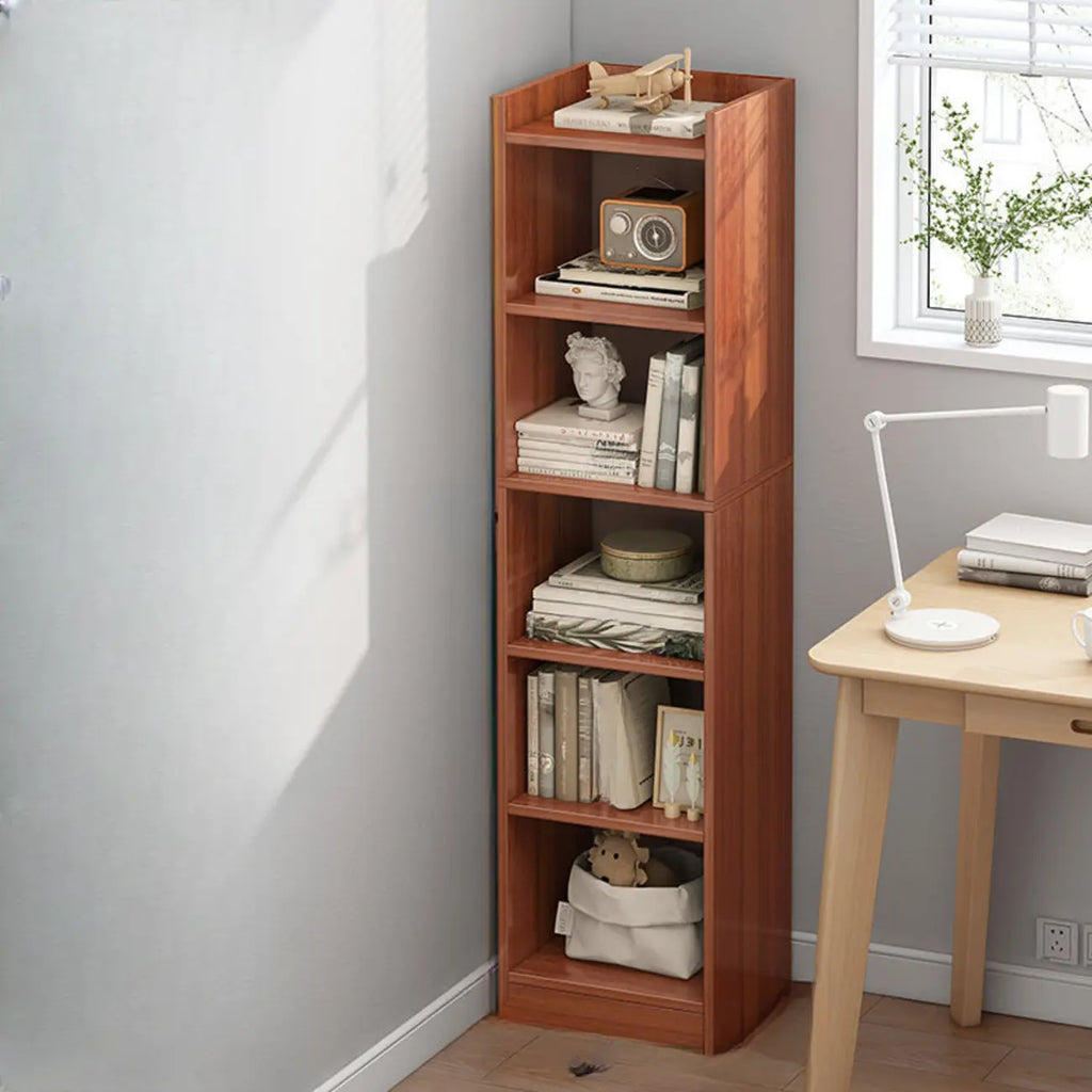 Scandinavian Oak Rectangle 5-Shelf Wood Bookcase