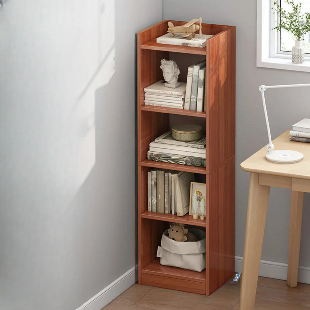 Scandinavian Oak Rectangle 5-Shelf Wood Bookcase