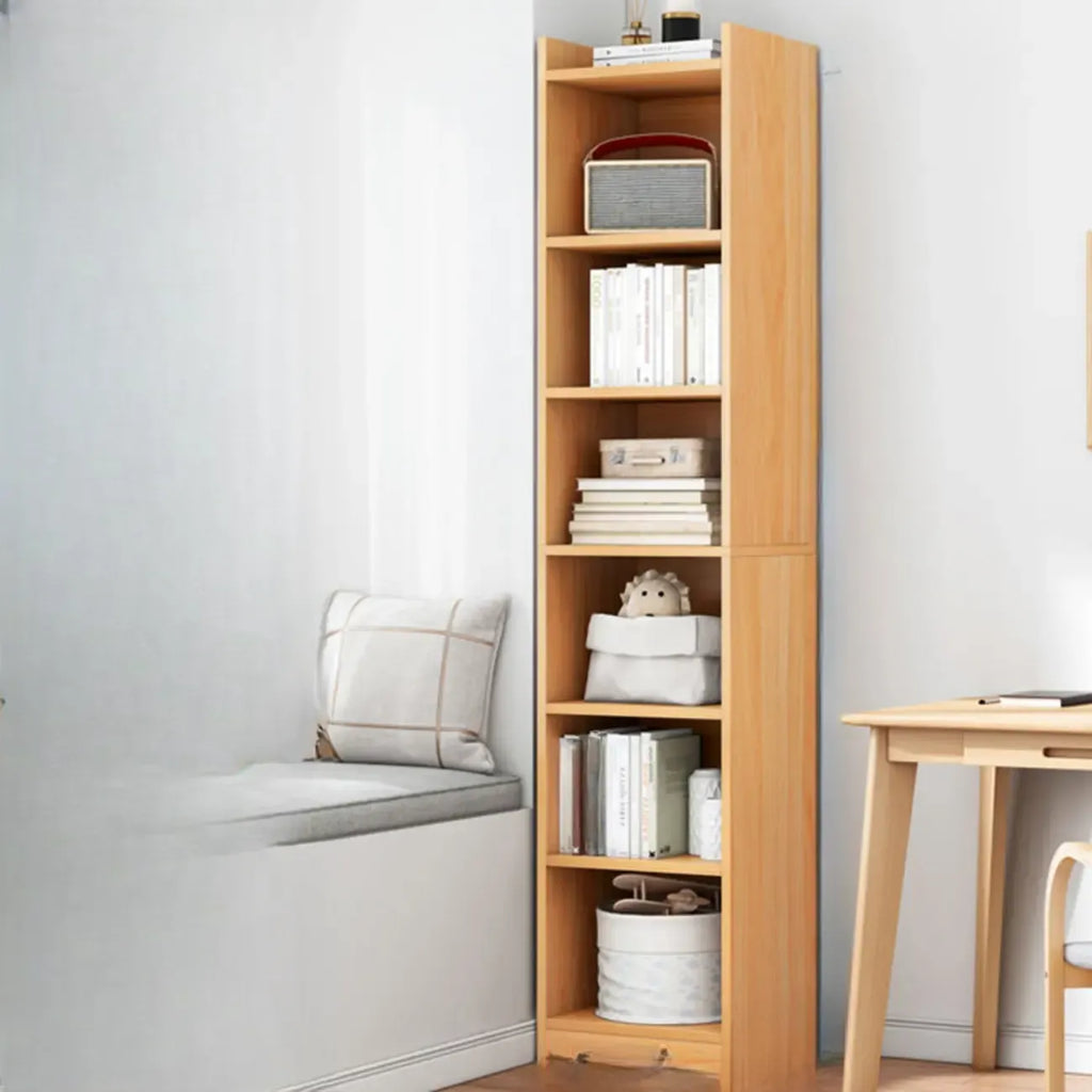 Scandinavian Oak Rectangle 5-Shelf Wood Bookcase