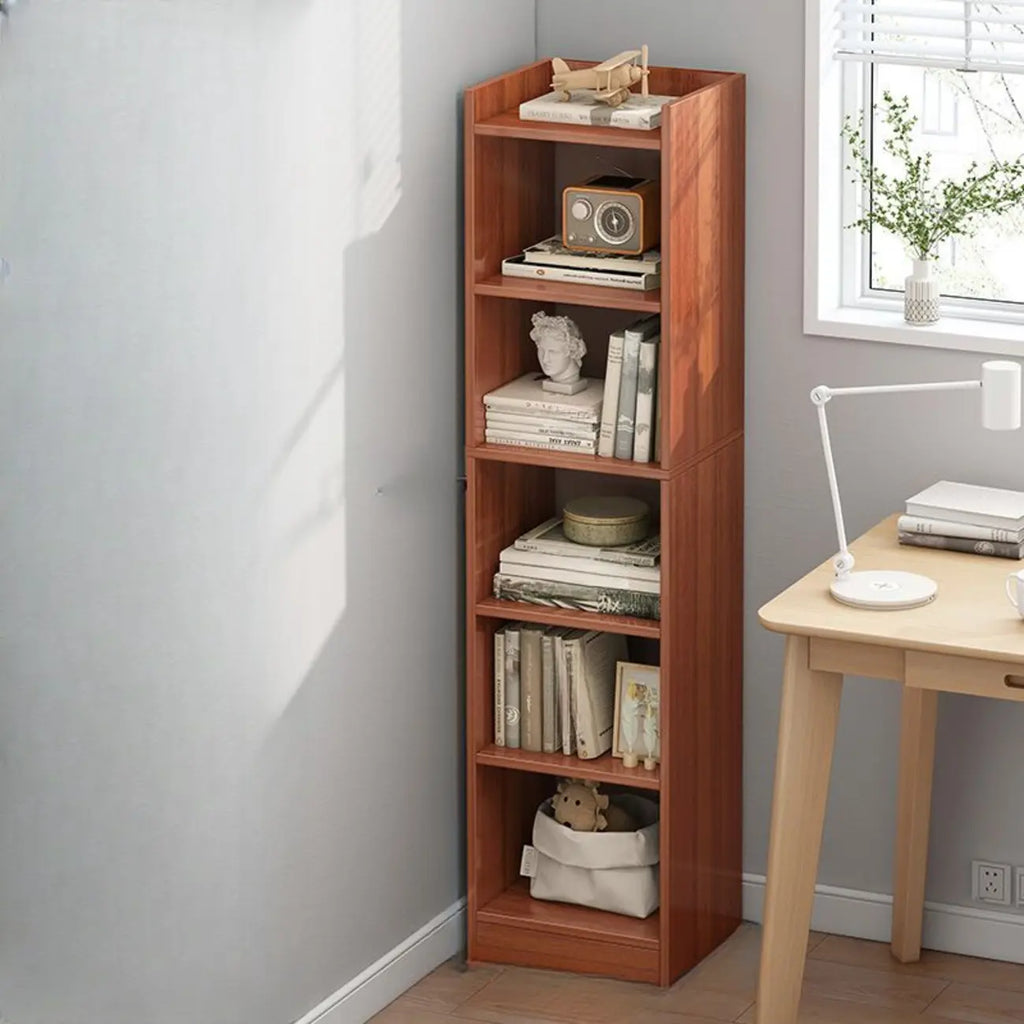 Scandinavian Oak Rectangle 5-Shelf Wood Bookcase