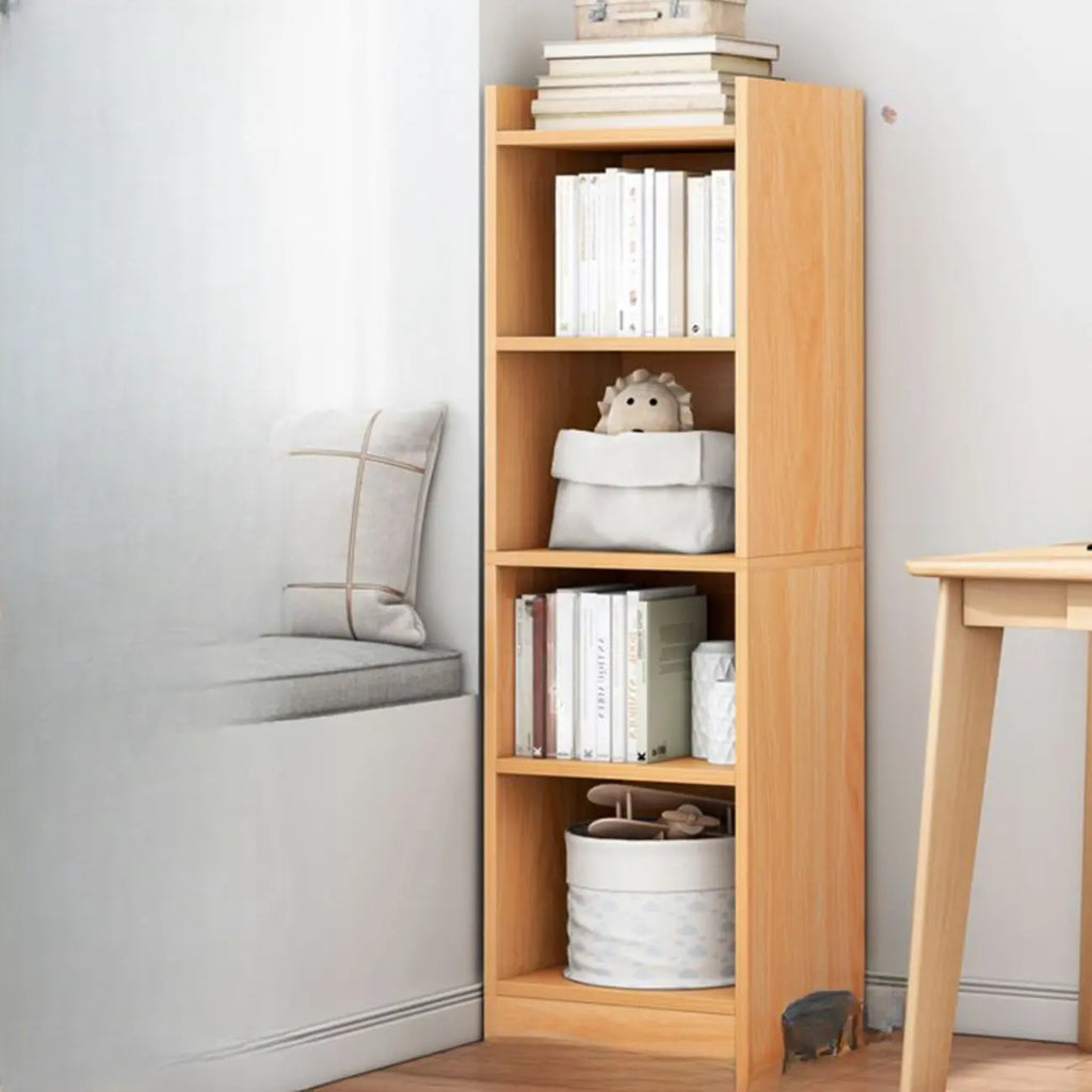 Scandinavian Oak Rectangle 5-Shelf Wood Bookcase