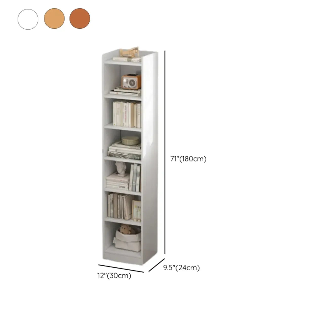 Scandinavian Oak Rectangle 5-Shelf Wood Bookcase