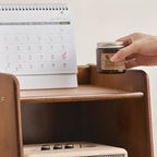 Scandinavian Narrow Brown Wood Multi-Tier Ladder Bookcase