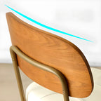 Wooden Square Leather Upholstered Bar Stool with Backrest