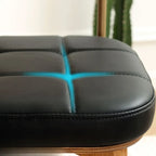 Wooden Square Leather Upholstered Bar Stool with Backrest
