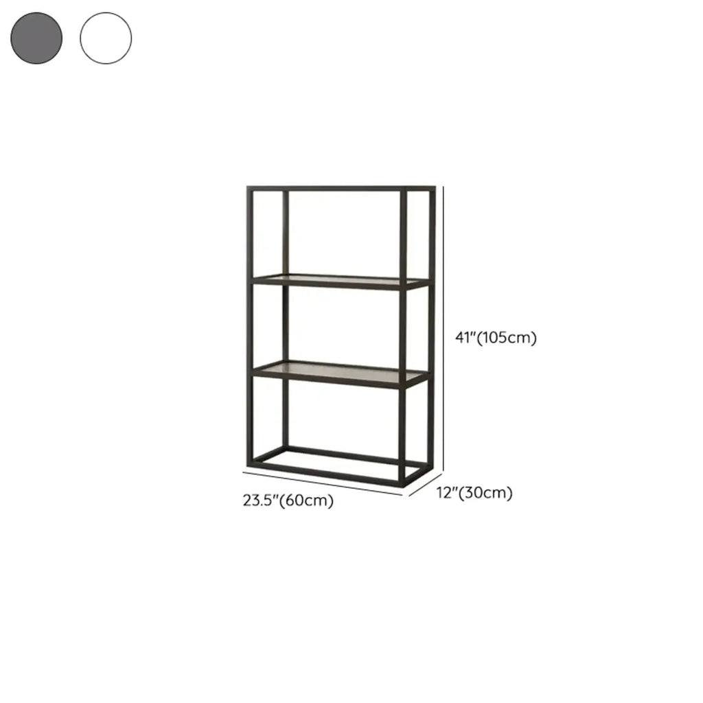Modern Cube Open Metal Frame Black Bookcase