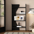 Simple Black Wood 5-Shelf Open Rectangle Bookcase