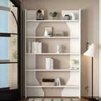 Simple Black Wood 5-Shelf Open Rectangle Bookcase