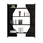 Simple Black Wood 5-Shelf Open Rectangle Bookcase