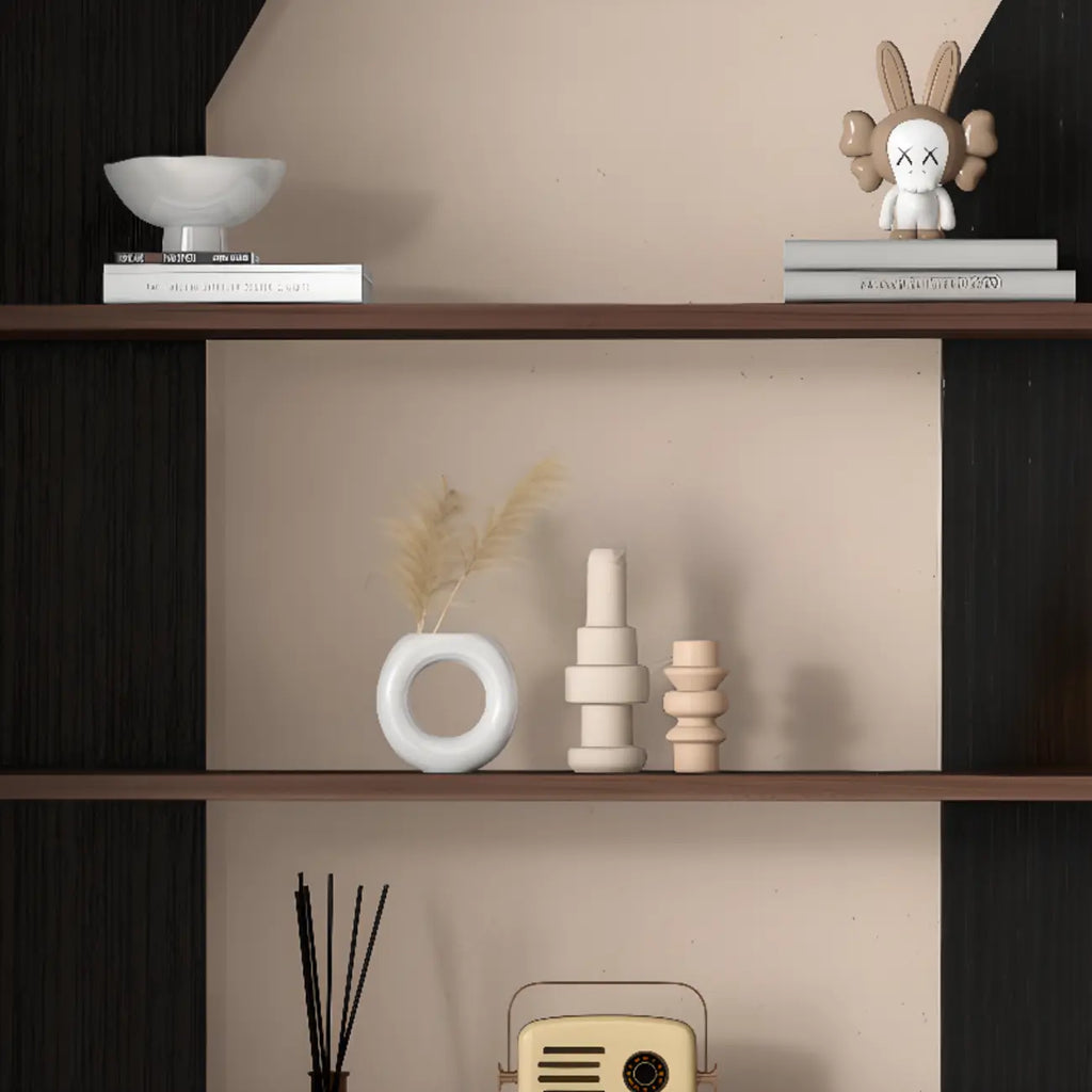 Simple Black Wood 5-Shelf Open Rectangle Bookcase