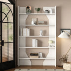 Simple Black Wood 5-Shelf Open Rectangle Bookcase