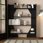 Simple Black Wood 5-Shelf Open Rectangle Bookcase