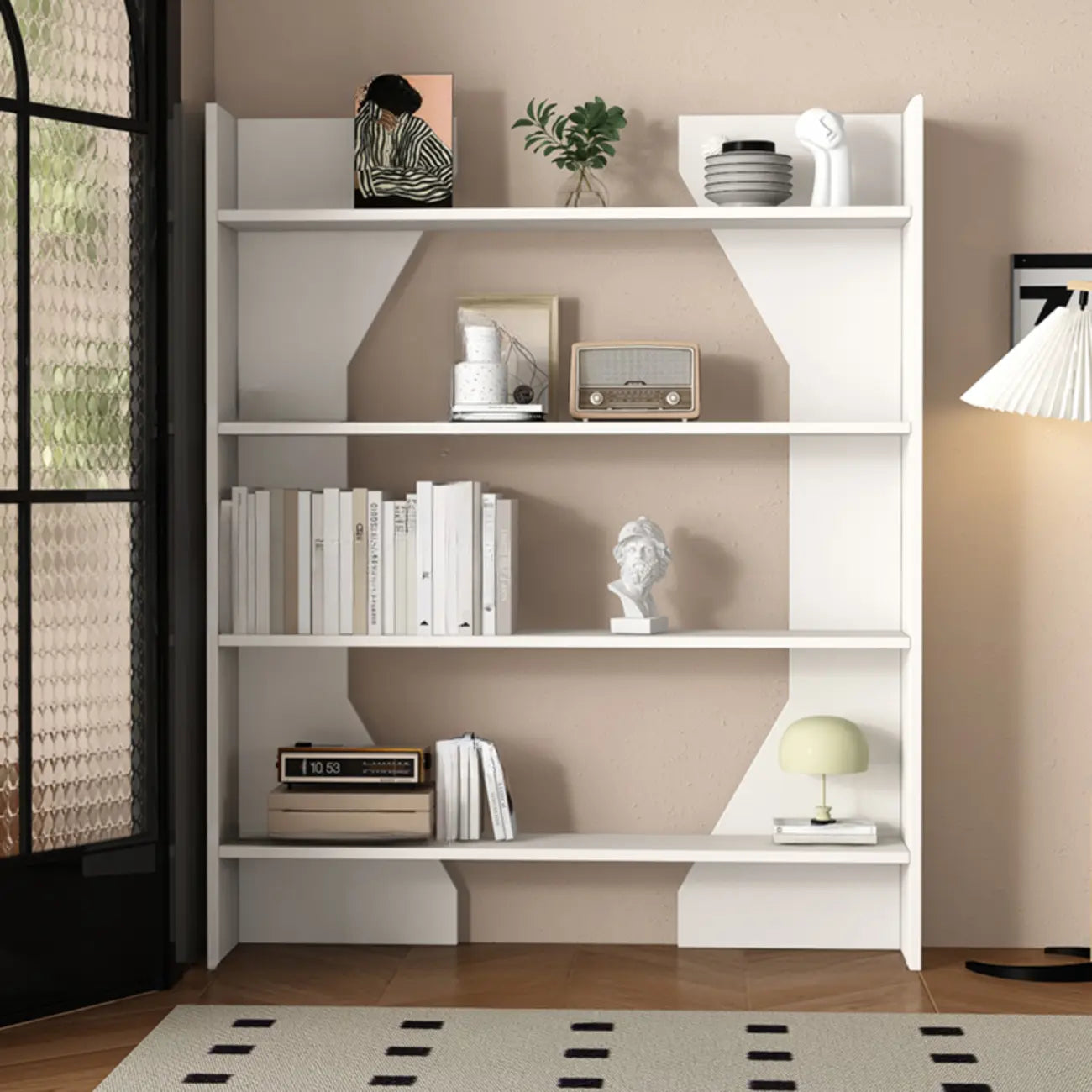 Simple Black Wood 5-Shelf Open Rectangle Bookcase