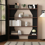 Simple Black Wood 5-Shelf Open Rectangle Bookcase