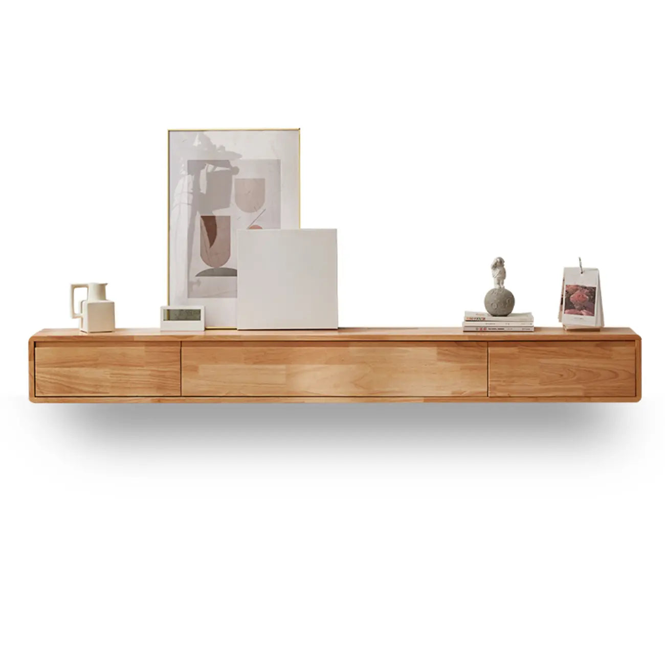 Modern Wooden Wall-mounted TV Stand for Living Room