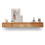 Modern Wooden Wall-mounted TV Stand for Living Room