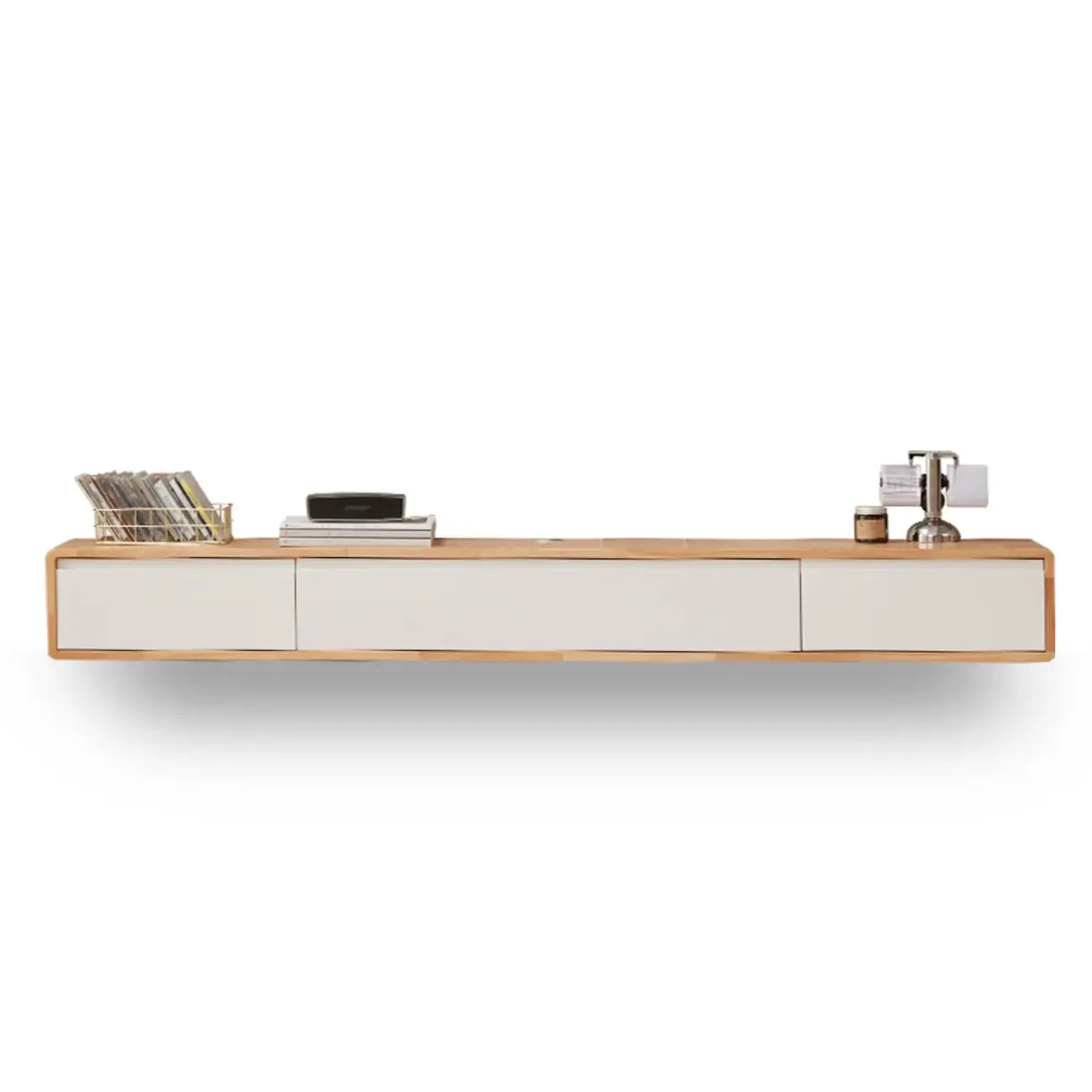 Modern Wooden Wall-mounted TV Stand for Living Room