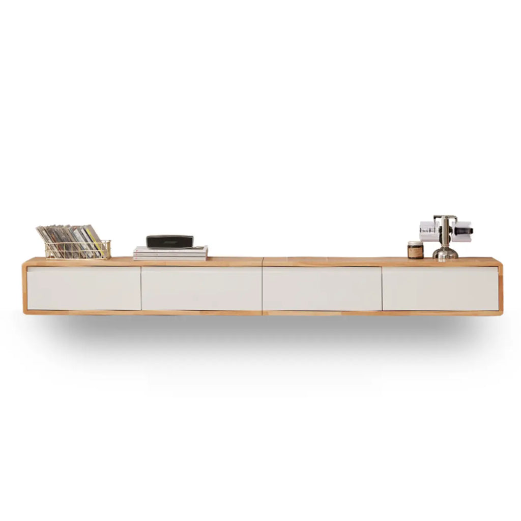 Modern Wooden Wall-mounted TV Stand for Living Room