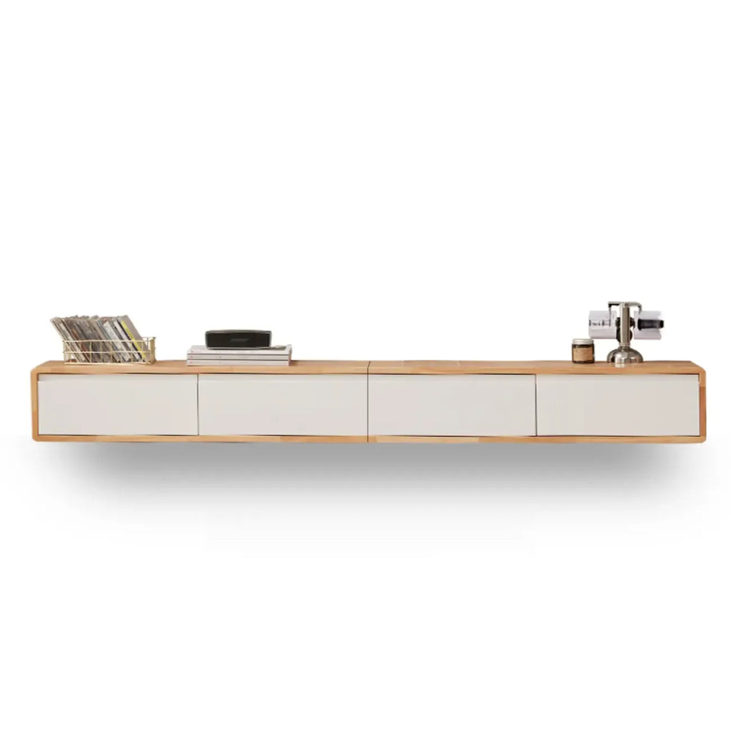 Modern Wooden Wall-mounted TV Stand for Living Room