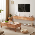 Modern Wooden Wall-mounted TV Stand for Living Room