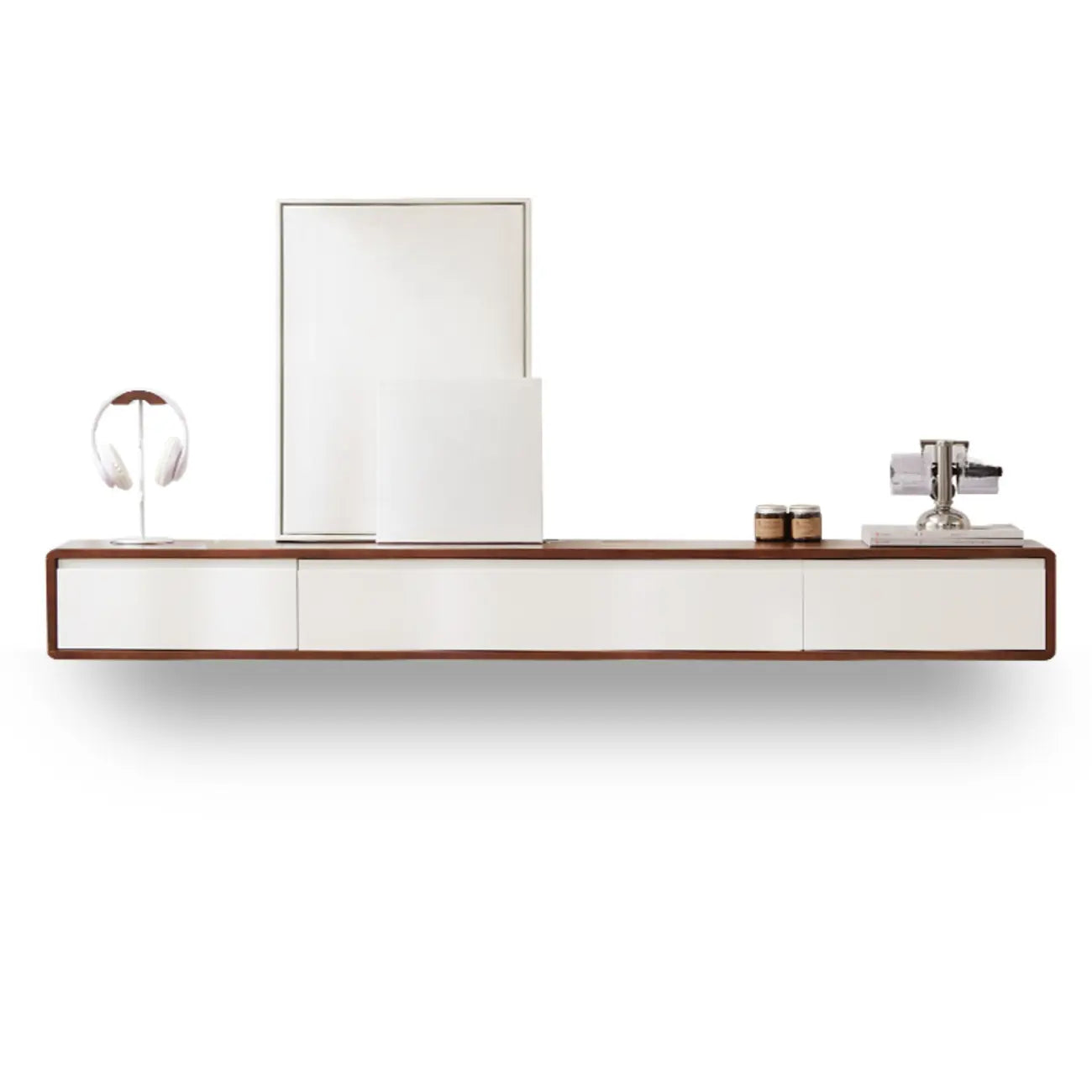 Modern Wooden Wall-mounted TV Stand for Living Room