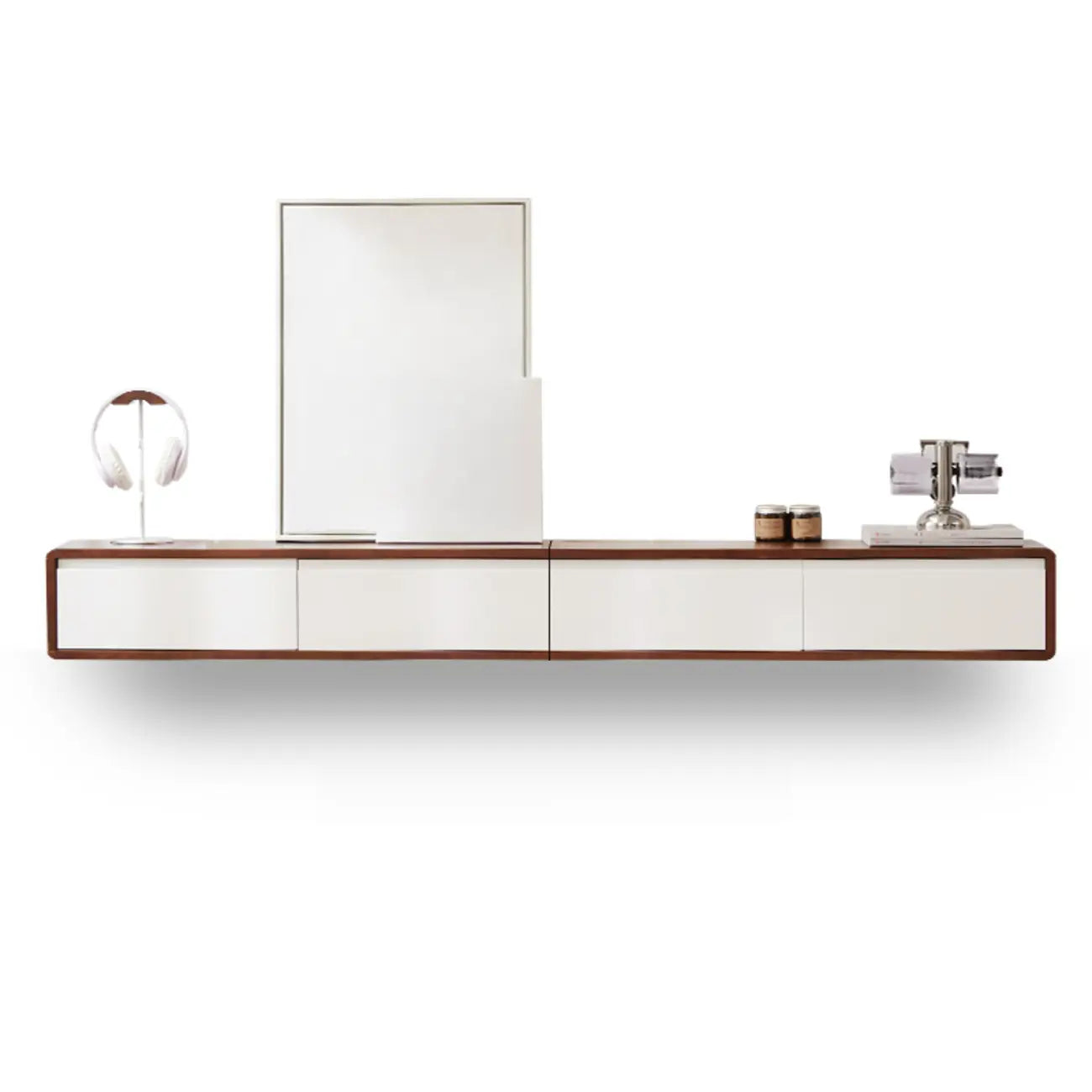 Modern Wooden Wall-mounted TV Stand for Living Room