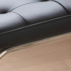 Modern Brown Cantilever Faux Leather Dining Chair Woven Back