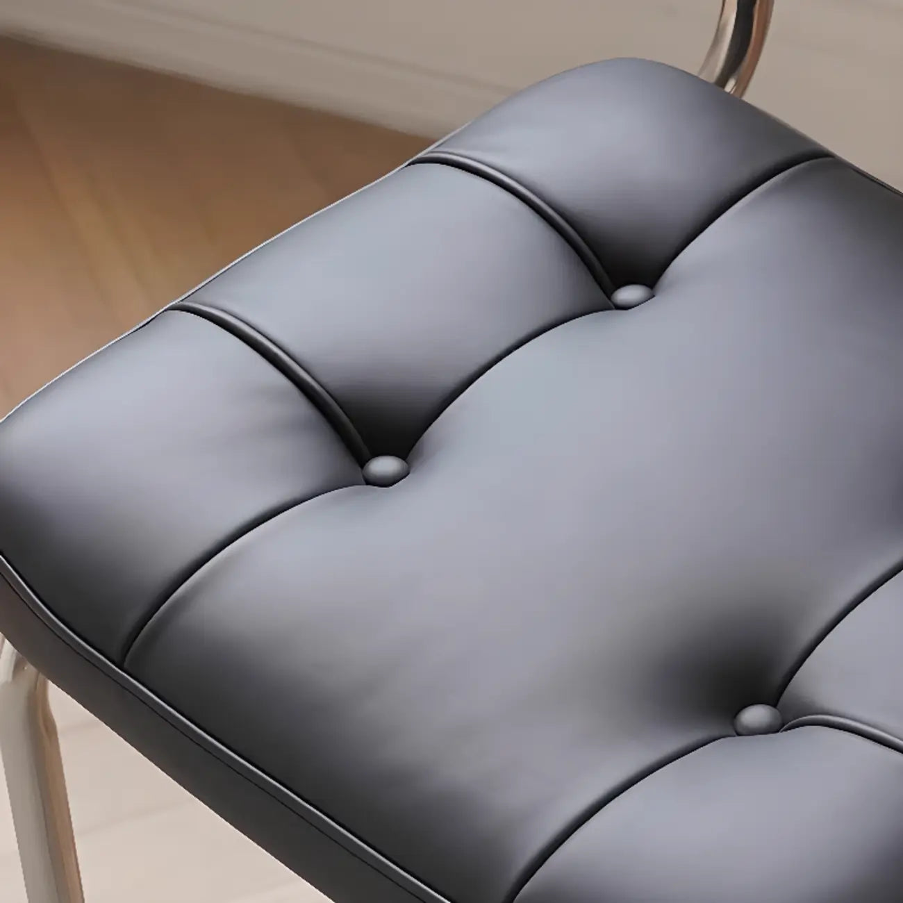 Modern Brown Cantilever Faux Leather Dining Chair Woven Back