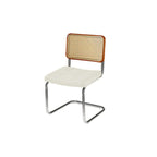 Modern Brown Cantilever Faux Leather Dining Chair Woven Back