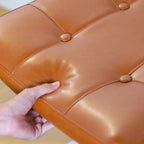 Modern Brown Cantilever Faux Leather Dining Chair Woven Back