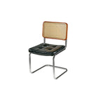 Modern Brown Cantilever Faux Leather Dining Chair Woven Back