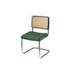 Modern Brown Cantilever Faux Leather Dining Chair Woven Back