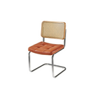 Modern Brown Cantilever Faux Leather Dining Chair Woven Back