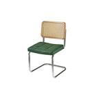 Modern Brown Cantilever Faux Leather Dining Chair Woven Back