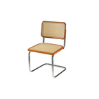 Modern Brown Cantilever Faux Leather Dining Chair Woven Back