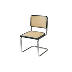 Modern Brown Cantilever Faux Leather Dining Chair Woven Back