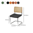 Modern Brown Cantilever Faux Leather Dining Chair Woven Back