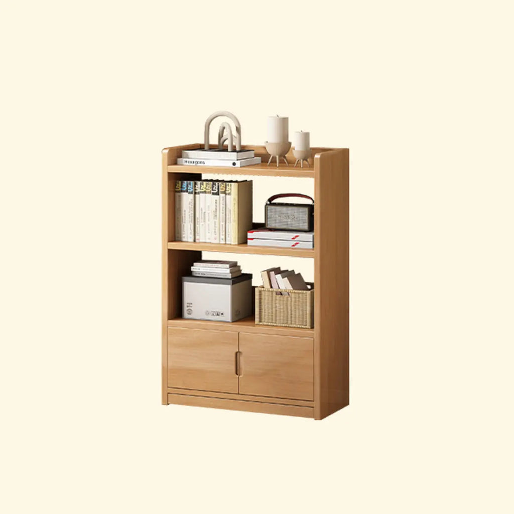 Nut-Brown Rectangle Wood 5-Shelf Storage Bookcase
