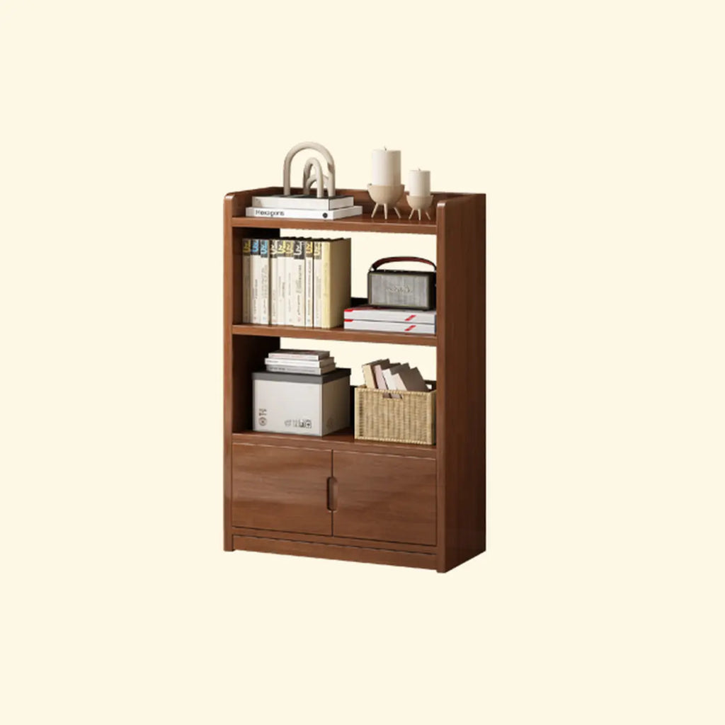Nut-Brown Rectangle Wood 5-Shelf Storage Bookcase