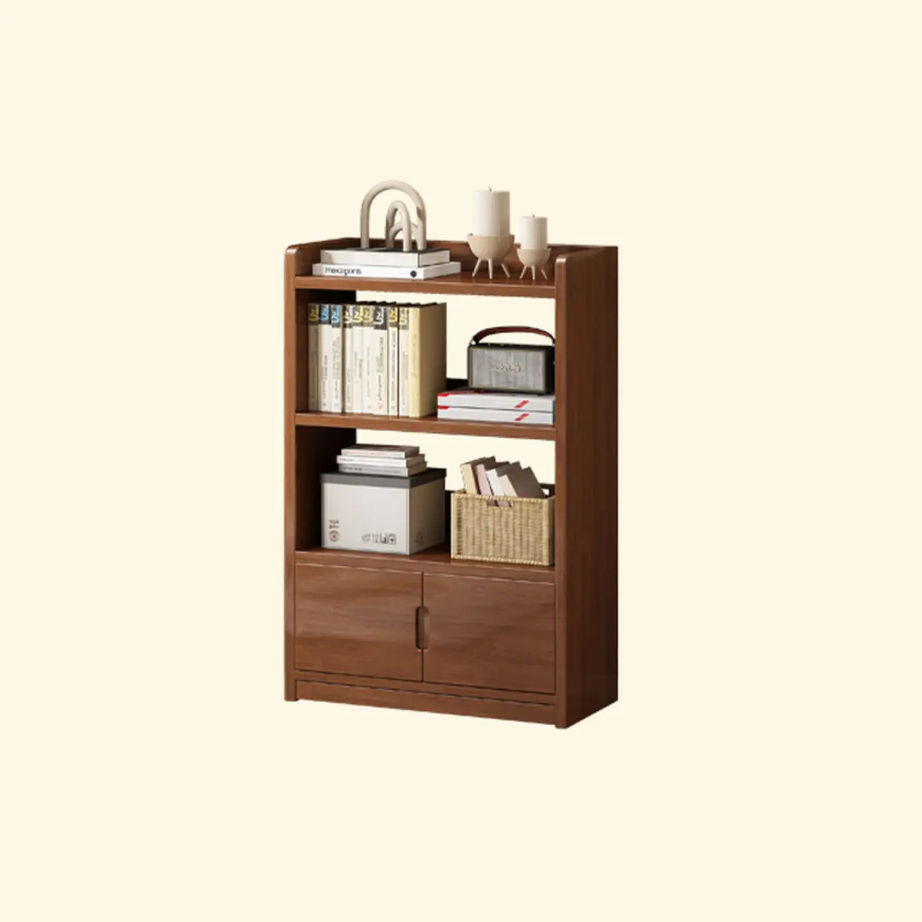 Nut-Brown Rectangle Wood 5-Shelf Storage Bookcase