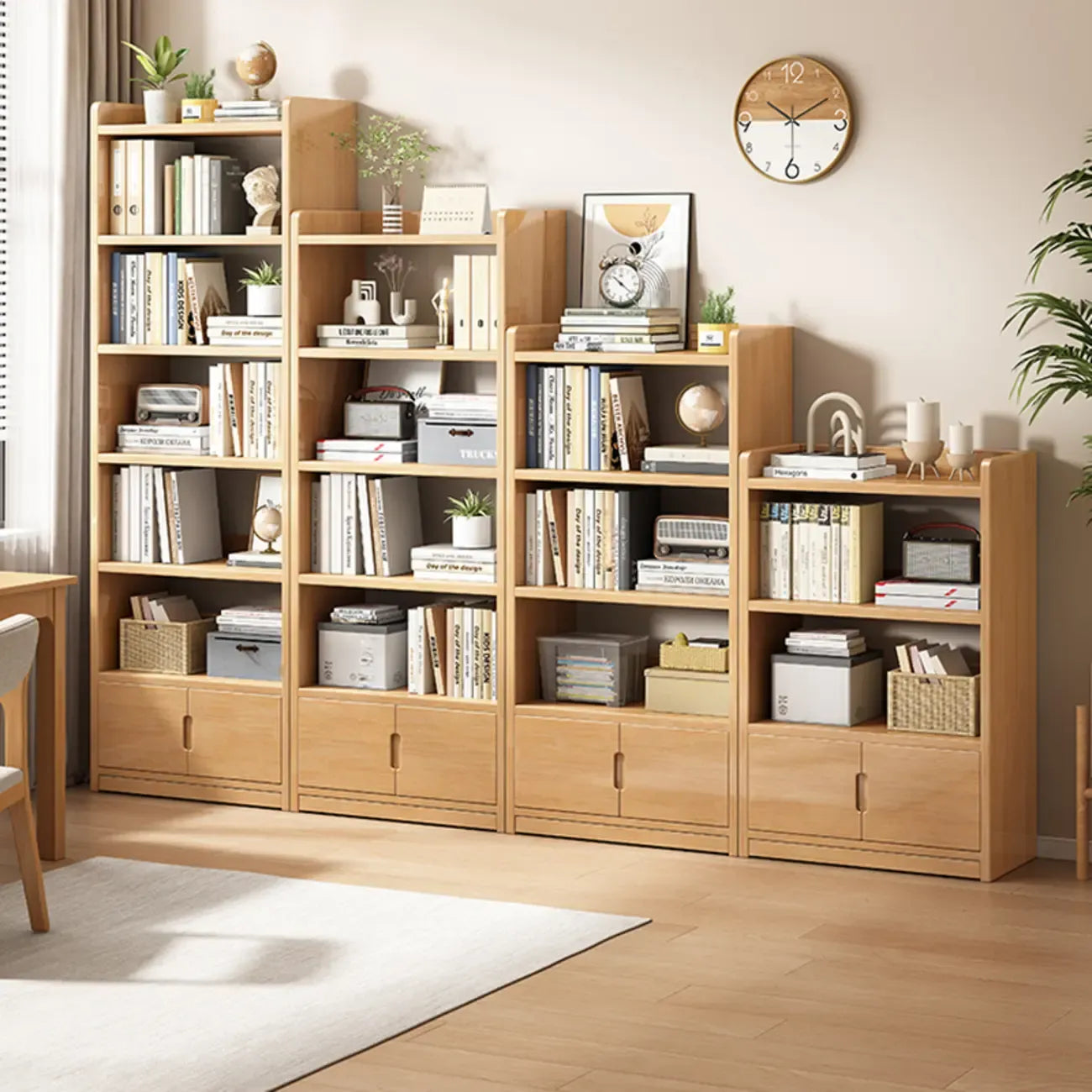 Nut-Brown Rectangle Wood 5-Shelf Storage Bookcase