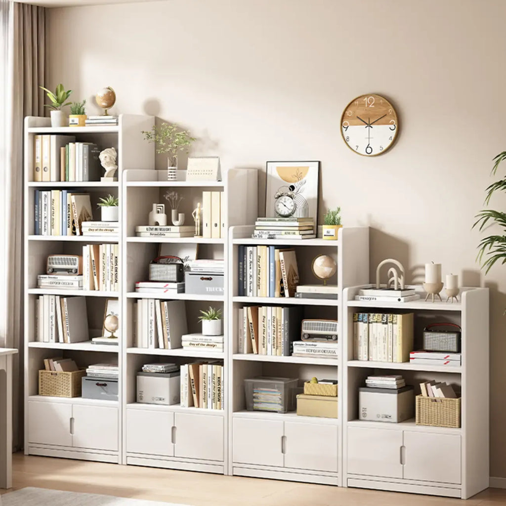 Nut-Brown Rectangle Wood 5-Shelf Storage Bookcase