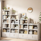 Nut-Brown Rectangle Wood 5-Shelf Storage Bookcase