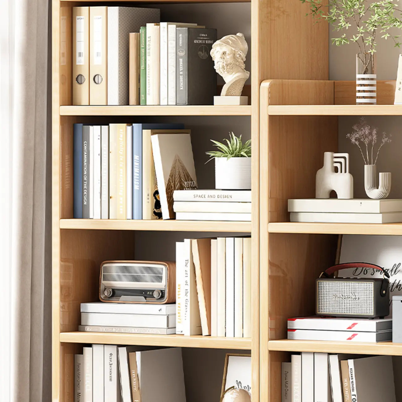 Nut-Brown Rectangle Wood 5-Shelf Storage Bookcase