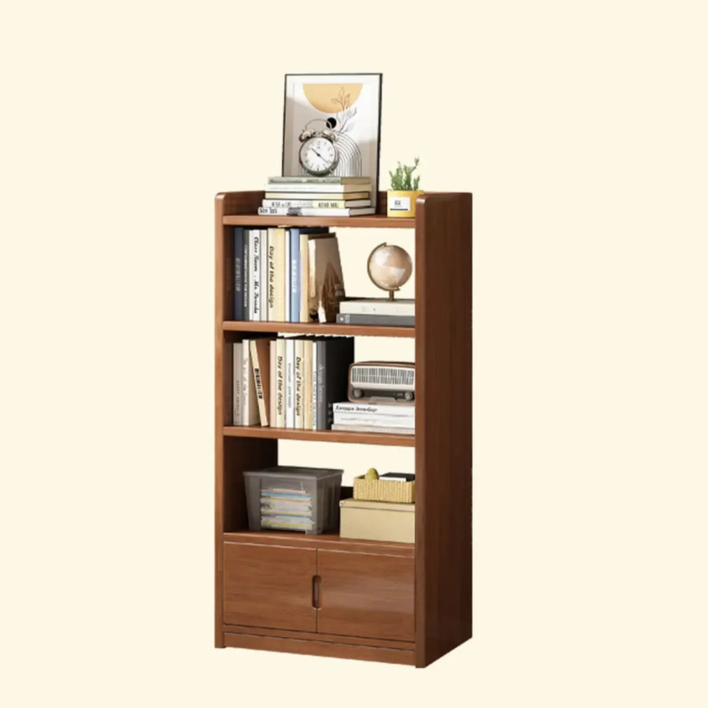 Nut-Brown Rectangle Wood 5-Shelf Storage Bookcase