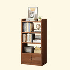 Nut-Brown Rectangle Wood 5-Shelf Storage Bookcase