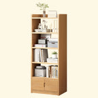Nut-Brown Rectangle Wood 5-Shelf Storage Bookcase