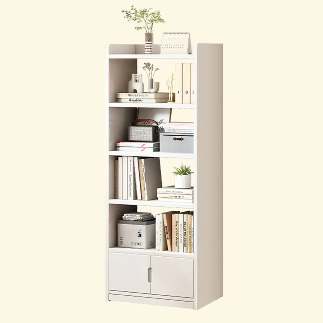 Nut-Brown Rectangle Wood 5-Shelf Storage Bookcase