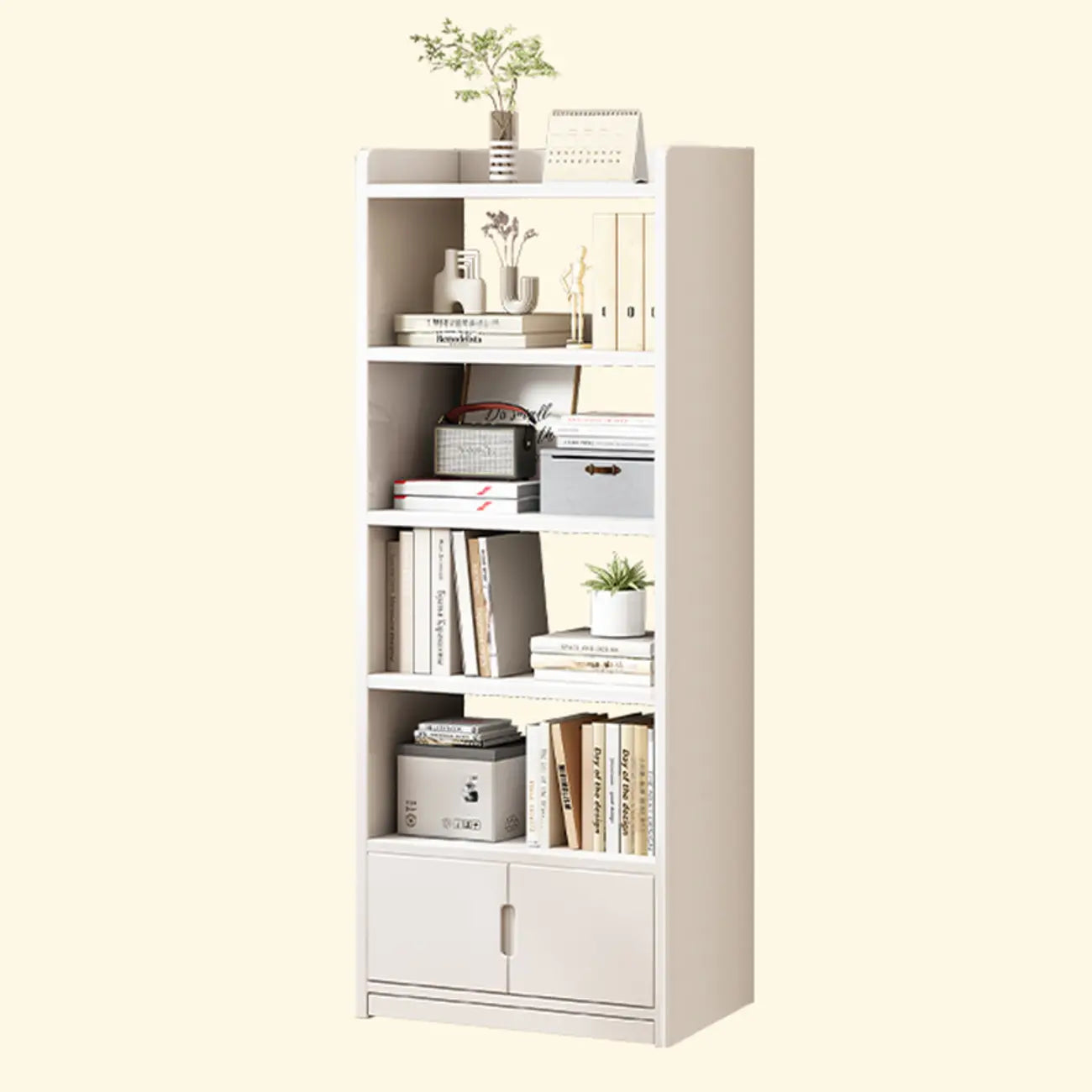 Nut-Brown Rectangle Wood 5-Shelf Storage Bookcase