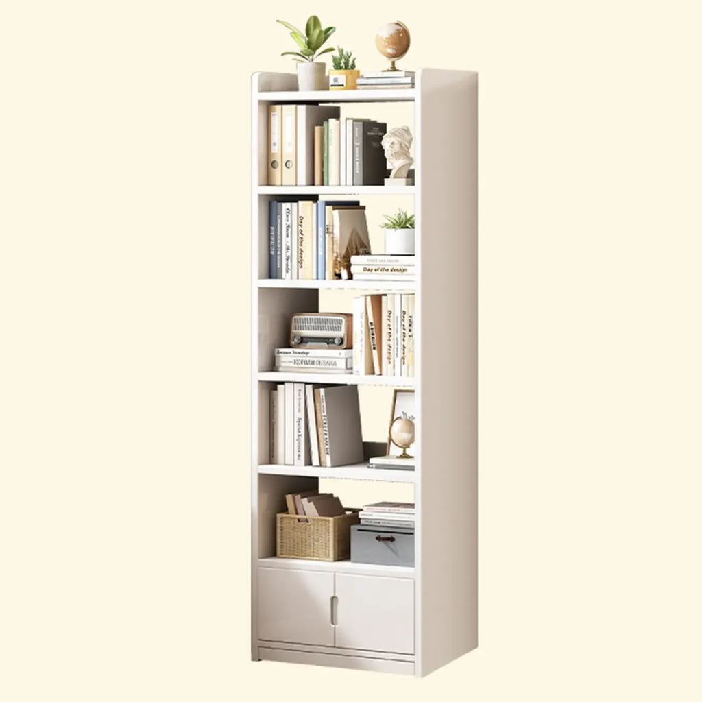 Nut-Brown Rectangle Wood 5-Shelf Storage Bookcase